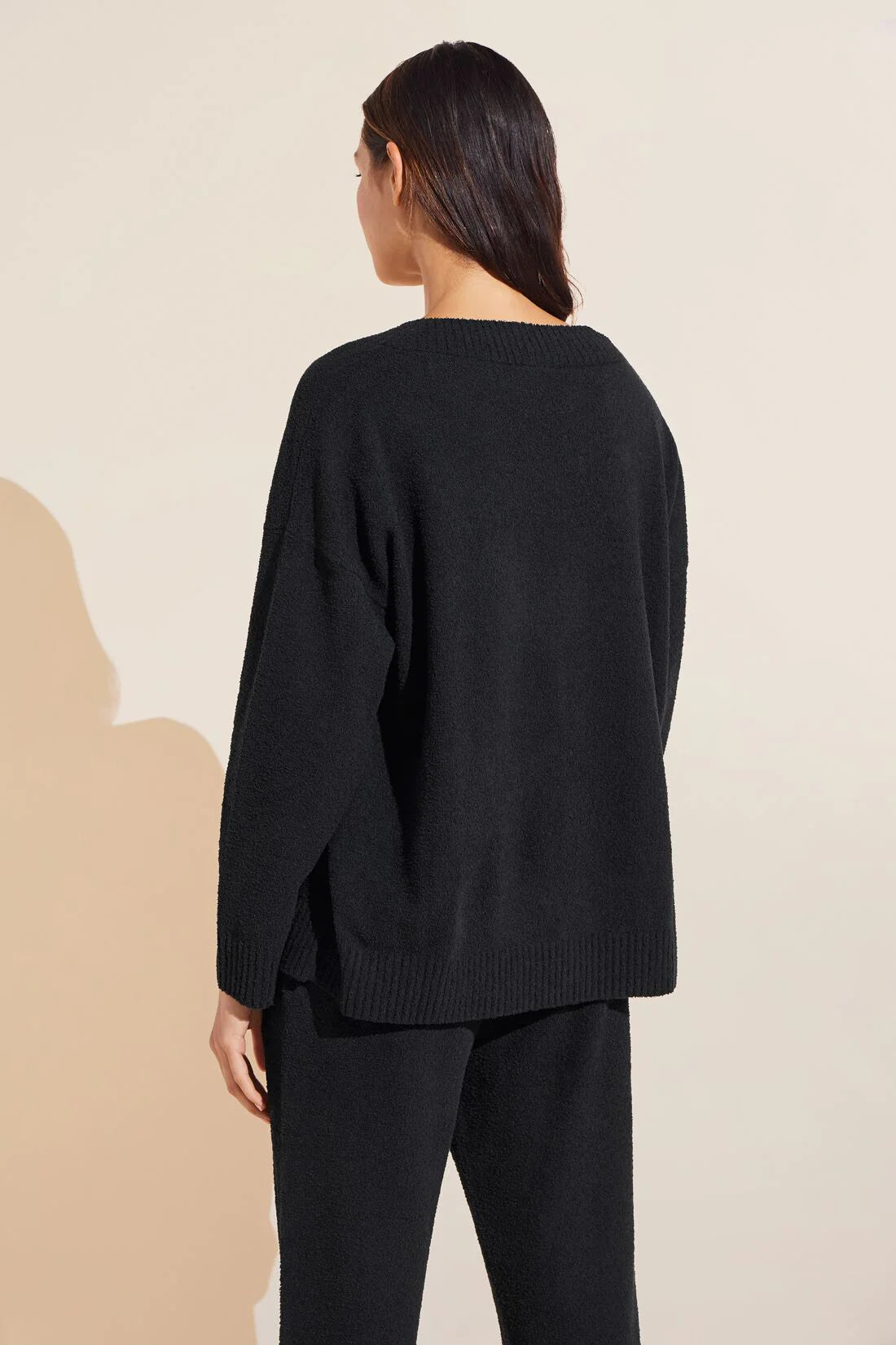 RECYCLED BOUCLE V NECK TOP
