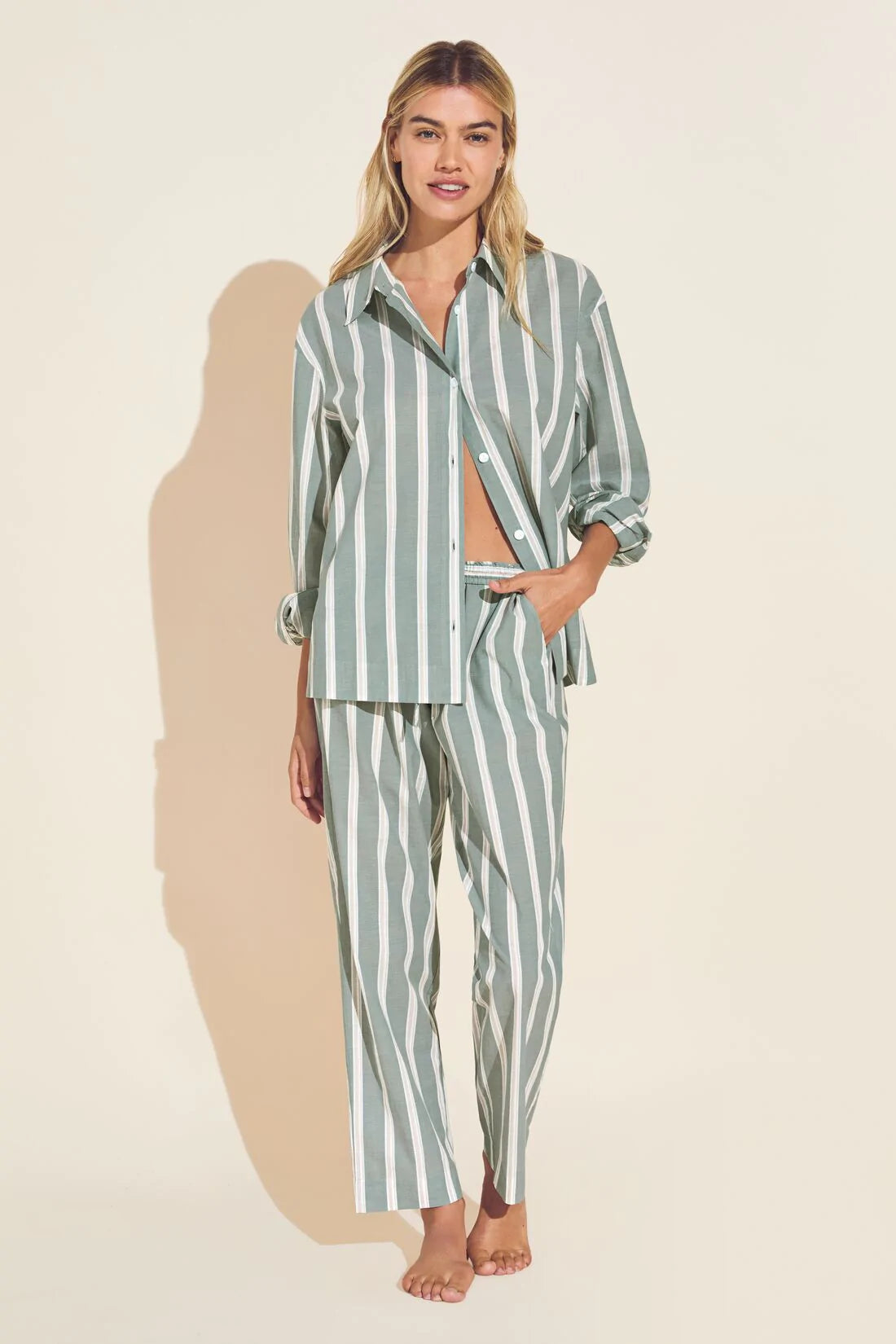 ORGANIC SANDWASHED COTTON PRINTED LONG PJ SET