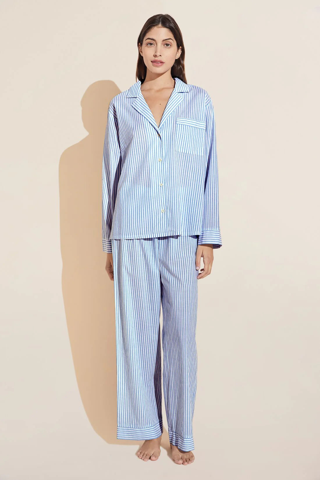 ORGANIC SANDWASHED COTTON WOVEN LONG PJ SET