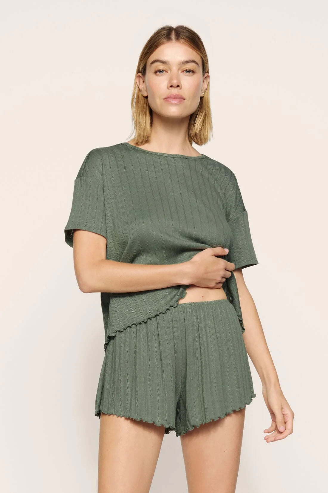 POINTELLE SHORT PJ SET
