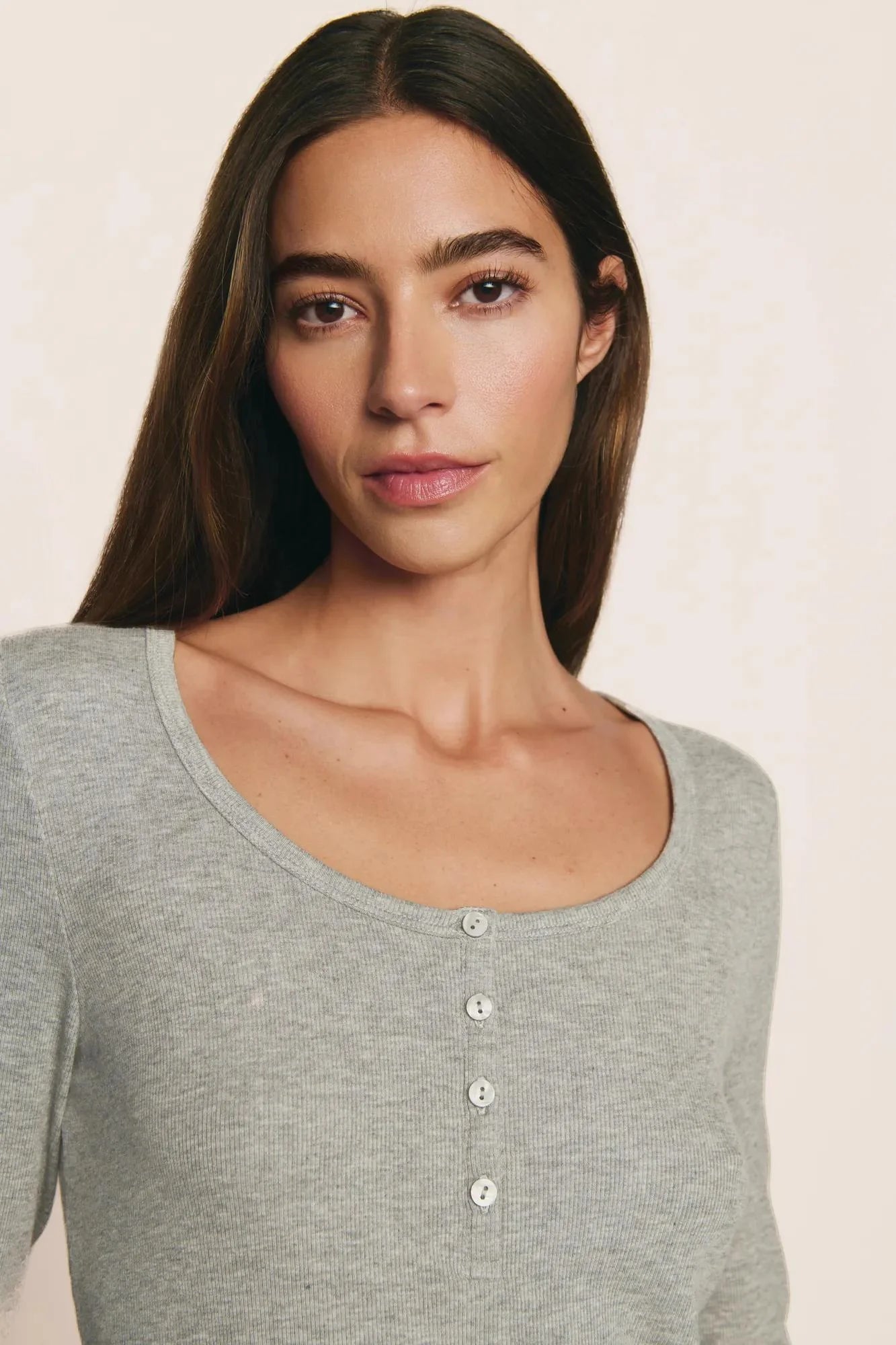 DREAM RIB LONG SLEEVE HENLEY TEE RELAXED SHORT
