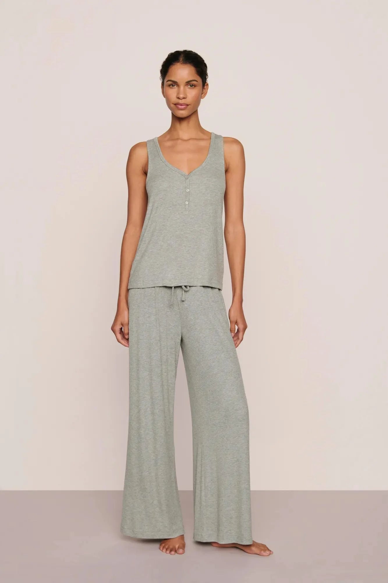 DREAM RIB V NECK TANK WIDE LEG PANT