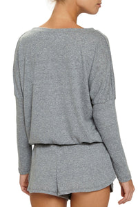 HEATHER COTTON BLEND SLOUCHY TOP